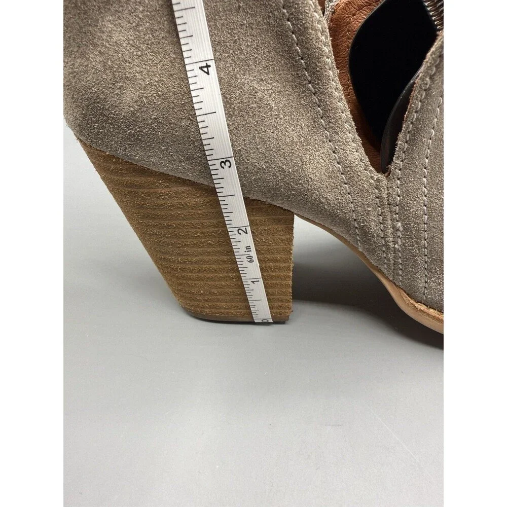 Jeffrey Campbell Rosalee Taupe Gray Suede Cut Out Heeled Ankle Booties Size 10